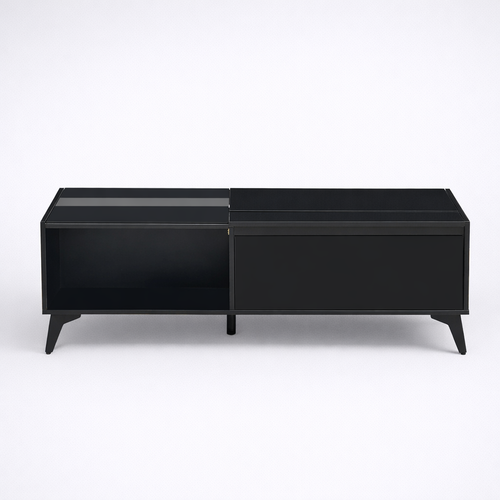 L'Ébène Ajustable — Table Basse Noire Brillante Réglable